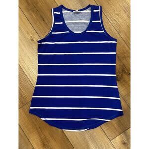 Lularoe Tank Top shirt Medium Blue with white stripe NWOT